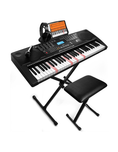 Teclado Electrónico JIKADA-61 con Soporte, Auriculares y Más