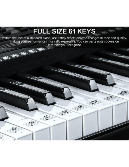 Teclado Electrónico JIKADA-61 con Soporte, Auriculares y Más