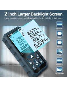 Medidor Láser HANMATEK DT100 99.97m Pantalla LCD Retroiluminada 2