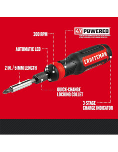 Destornillador eléctrico CRAFTSMAN 4V, 300 RPM, 6 puntas 2