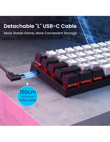 Teclado Mecánico Gaming CACKBIRD 60% Ergonómico USB LED