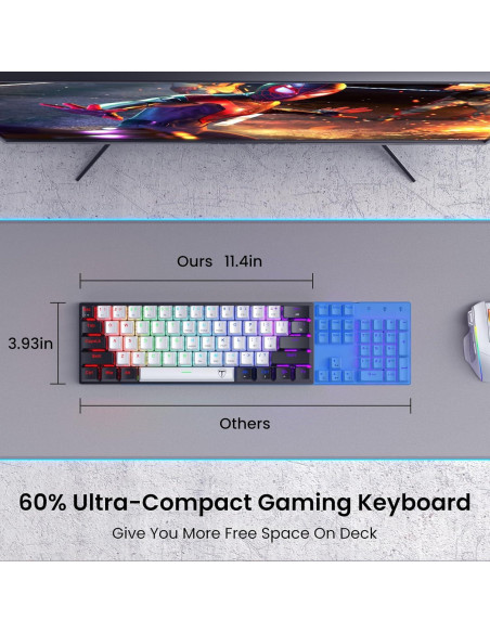 Teclado Mecánico Gaming CACKBIRD 60% Ergonómico USB LED