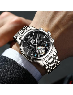 Reloj Automático OLEVS Hombre Esqueleto 41mm Acero Inoxidable 2