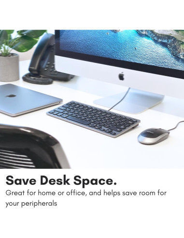 Teclado USB Macally SLIMKEYCSG Compacto 78 Teclas Gris