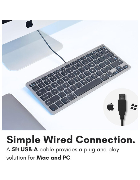 Teclado USB Macally SLIMKEYCSG Compacto 78 Teclas Gris