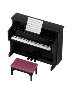 Piano Miniatura Vertical TOYANDONA con Taburete Negro