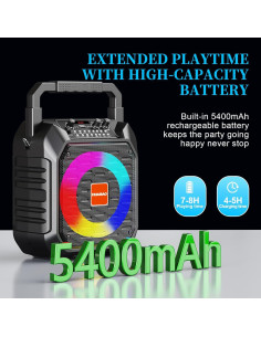 Máquina de Karaoke HUABAO A108 con 2 Micrófonos y Luces LED 2