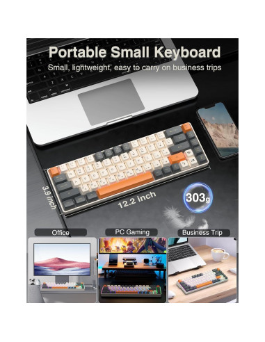 Teclado Gaming SOLAKAKA SK968 Compacto RGB USB-C 68 Teclas