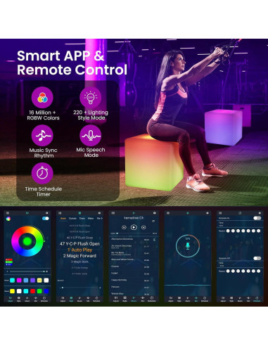 Lámpara de Piso Cubo LED RGB LOFTEK 30 cm Control APP