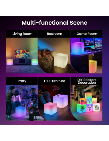 Lámpara de Piso Cubo LED RGB LOFTEK 30 cm Control APP