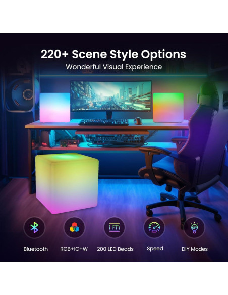 Lámpara de Piso Cubo LED RGB LOFTEK 30 cm Control APP