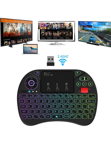 Teclado Inalámbrico Rii X8 con Touchpad y RGB