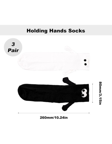 3 Pares de Calcetines de Amistad 3D con Manos Magnéticas