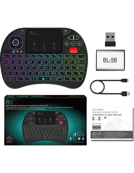 Teclado Inalámbrico Rii X8 con Touchpad y RGB