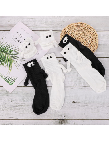 3 Pares de Calcetines de Amistad 3D con Manos Magnéticas