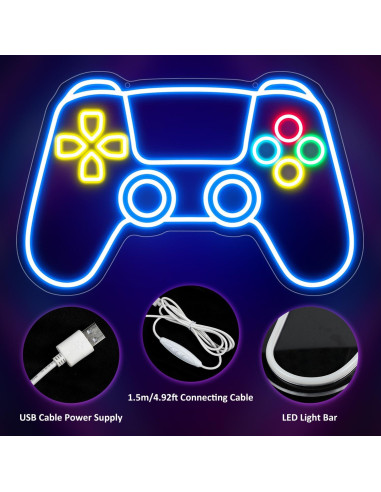 Luz de Neón Gamer SPXKD Gamepad LED 9 Brillos Ajustables