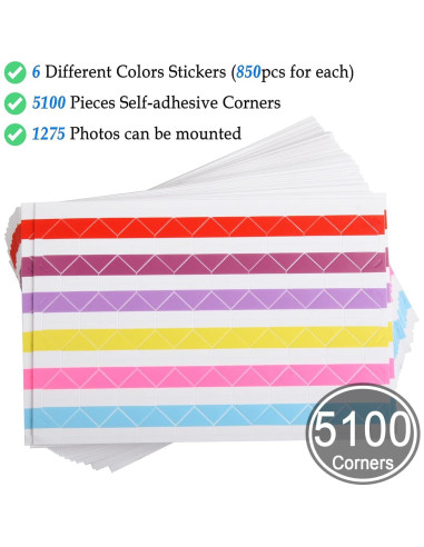 Esquinas de Foto Autoadhesivas ADVcer 5100 Piezas 6 Colores