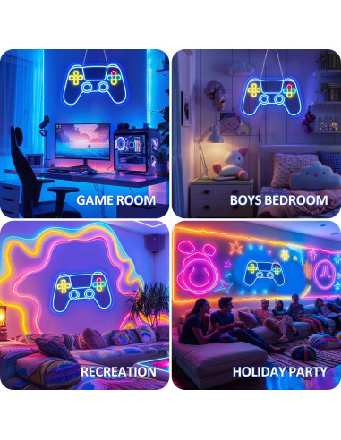 Luz de Neón Gamer SPXKD Gamepad LED 9 Brillos Ajustables