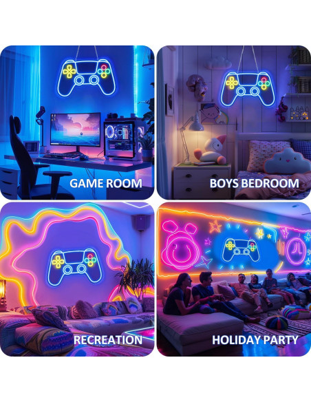 Luz de Neón Gamer SPXKD Gamepad LED 9 Brillos Ajustables