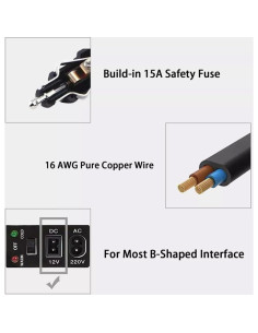 Cable de Alimentación 12V CC Luochahaishi 1.8m para Refrigerador 2