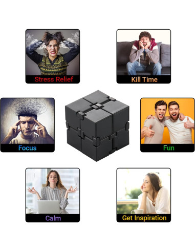 Cubo Infinito Antiestrés SMALL FISH 3.81 cm Negro