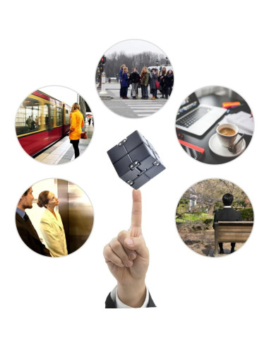 Cubo Infinito Antiestrés SMALL FISH 3.81 cm Negro