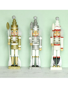 Adorno Navideño Cascanueces de Madera ZaH 40cm Blanco 2