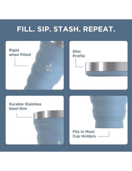 Vaso Plegable HYDAWAY 473 ml Silicona y Acero Inoxidable