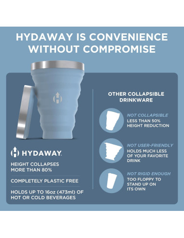 Vaso Plegable HYDAWAY 473 ml Silicona y Acero Inoxidable