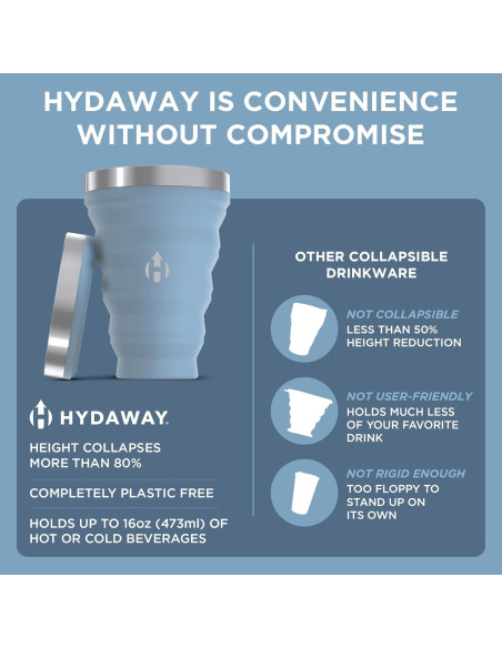 Vaso Plegable HYDAWAY 473 ml Silicona y Acero Inoxidable