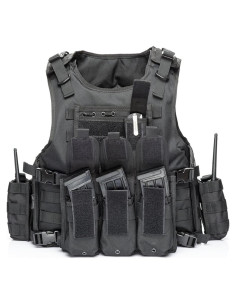 Chaleco Táctico vAv YAKEDA Ajustable Negro para Adultos