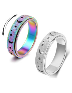 Anillo Antiestrés OreilleStar Luna Estrella 2pcs Arcoíris