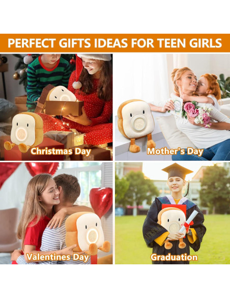 Reloj Despertador QANYI Tostada de Peluche con Luz Nocturna