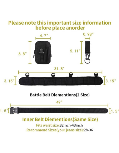 Cinturón Táctico Molle HLYQE Verde Militar Ajustable
