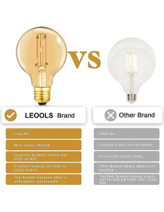 Bombilla LED Dimmable LEOOLS G25 E26 6W 600LM Ámbar 4Pack 2