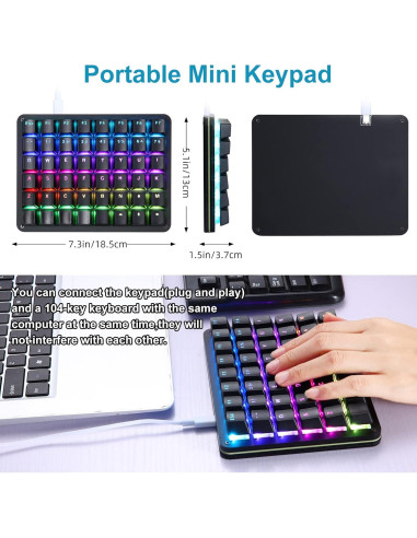 Teclado Mecánico Koolertron 48 Teclas RGB Programable