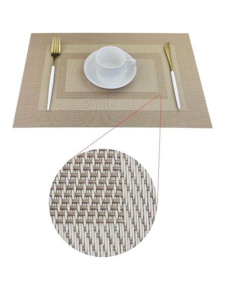 Juego de 6 Manteles de Vinilo PIGCHCY Beige Antideslizantes