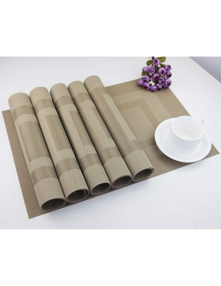 Juego de 6 Manteles de Vinilo PIGCHCY Beige Antideslizantes