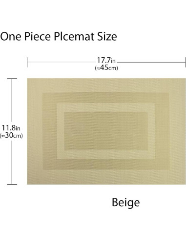 Juego de 6 Manteles de Vinilo PIGCHCY Beige Antideslizantes