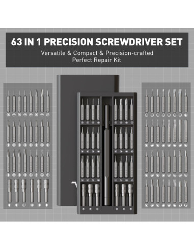 Juego de Destornilladores 63 en 1 VMAN Magnético Profesional