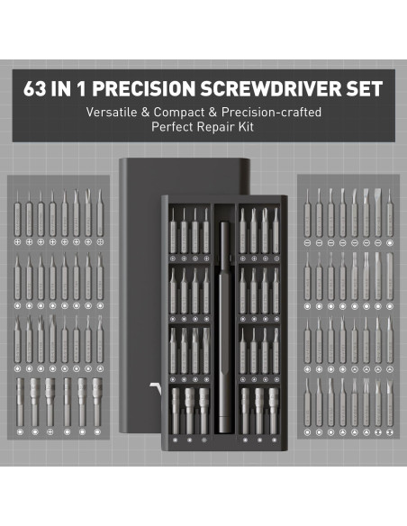Juego de Destornilladores 63 en 1 VMAN Magnético Profesional