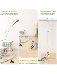 Juguetes Interactivos para Gatos HOSFROLL 3 en 1 con Ventosas 2