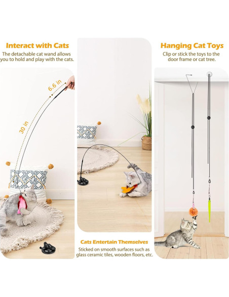 Juguetes Interactivos para Gatos HOSFROLL 3 en 1 con Ventosas