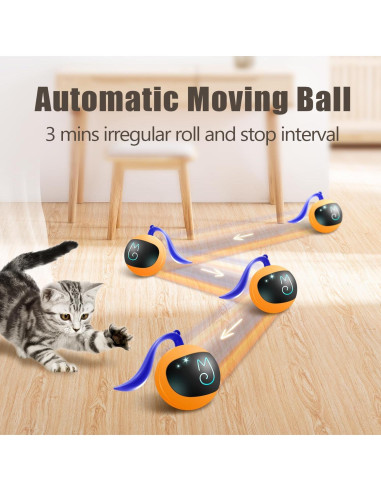 Juguete Interactivo para Gatos Migipaws Bola Rodante Naranja