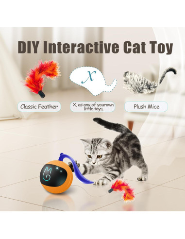 Juguete Interactivo para Gatos Migipaws Bola Rodante Naranja