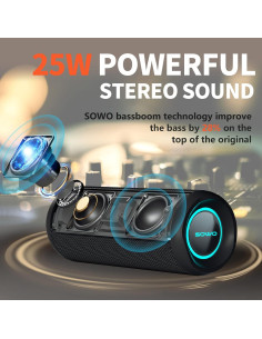 Altavoz Bluetooth Inalámbrico SOWO 25W Impermeable IPX7 2