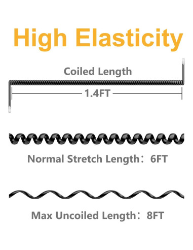 Cable de Teléfono Uvital RJ9 5 Pack 1.4m/8m Negro