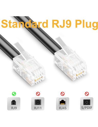 Cable de Teléfono Uvital RJ9 5 Pack 1.4m/8m Negro