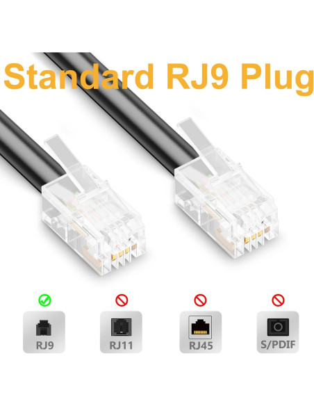 Cable de Teléfono Uvital RJ9 5 Pack 1.4m/8m Negro