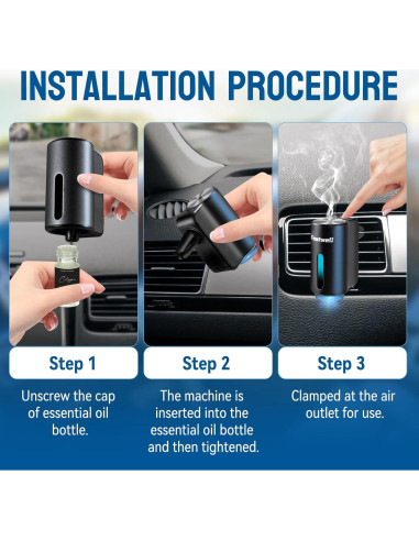 Ambientador de coche Featwell AROMA_DIFFUSER negro recargable